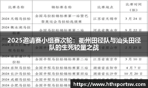 2025邀请赛小组赛次轮：衢州田径队与汕头田径队的生死较量之战